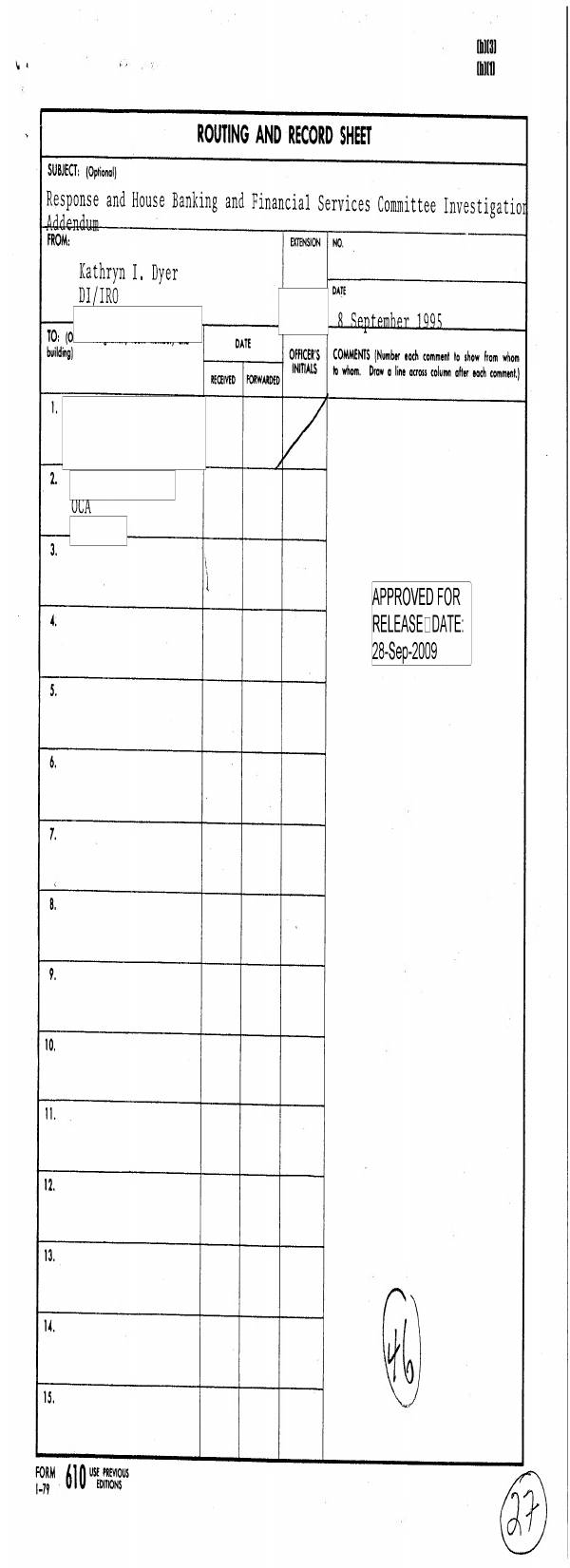Page 1 preview of House Banking and Financial Services Committee Investigation - Addendum