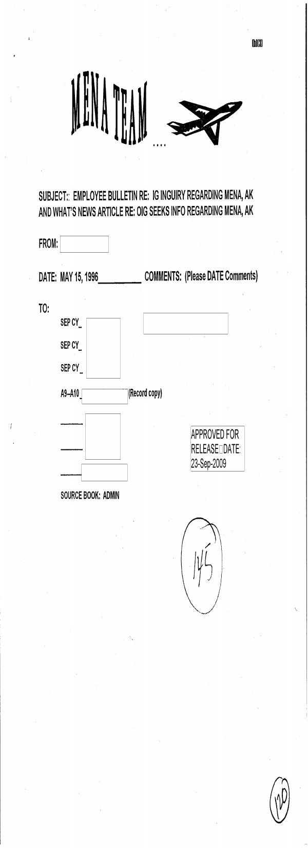 Page 1 preview of Inspector General Inquiry Regarding Mena, Arkansas