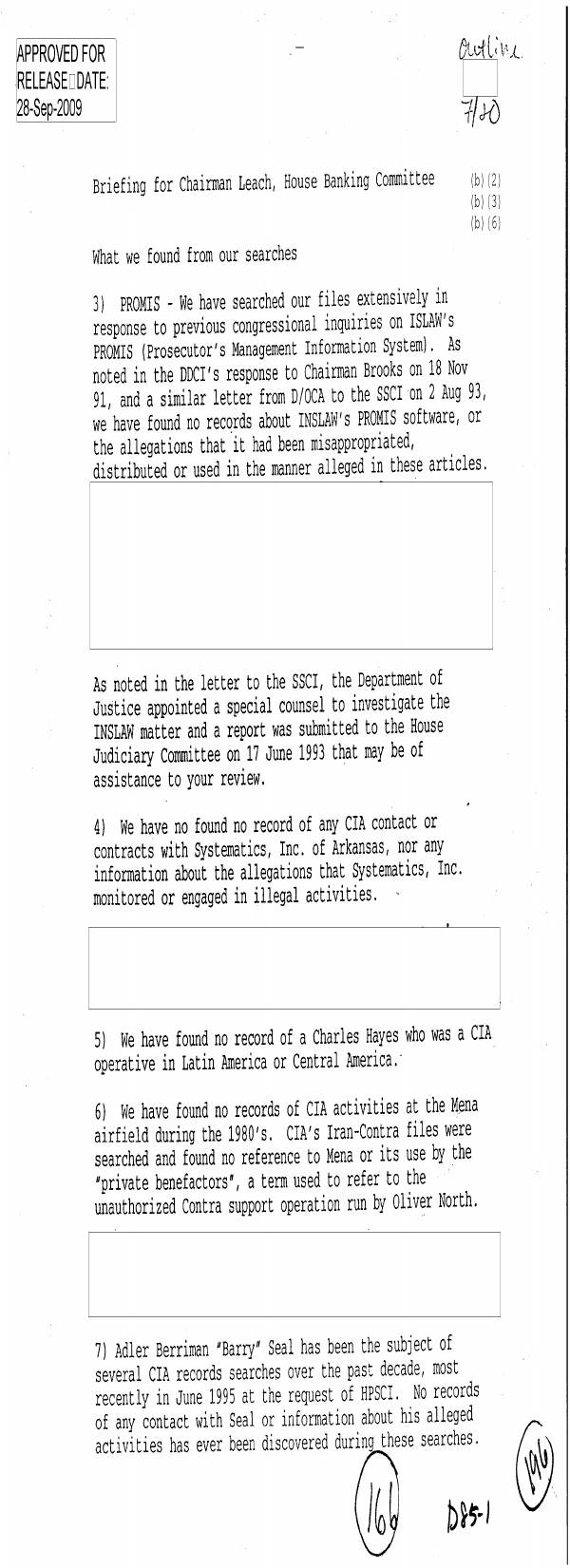 Page 1 preview of Briefing for Chairman Leach, House Banking Committee