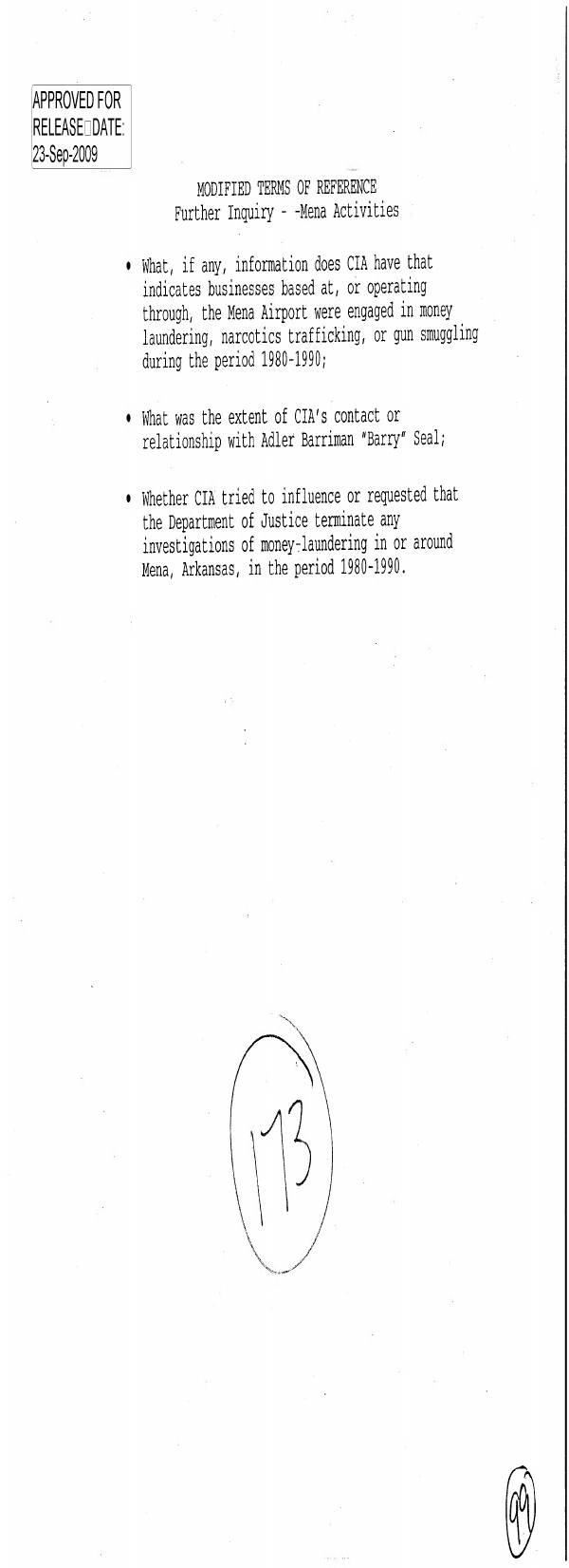 Page 1 preview of Modified Terms of Reference: Further Inquiry - Mena Activities