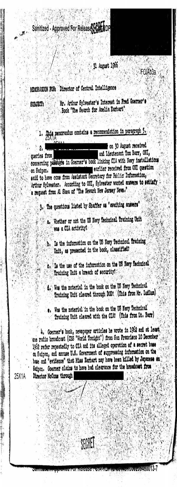 Page 1 preview of Arthur Sylvester's Interest in Fred Goerner's Book 'The Search for Amelia Earhart'