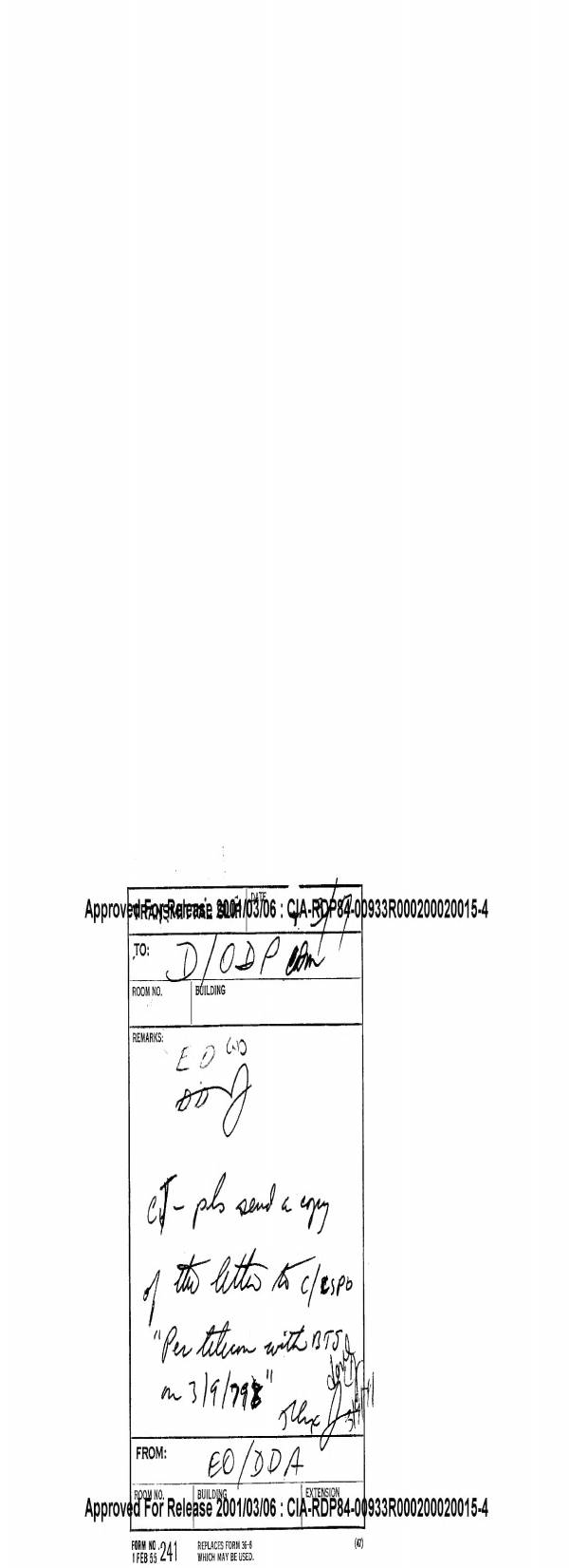 Page 1 preview of Letter from Edward P. Boland to Stansfield Turner on ADP Management Hearing