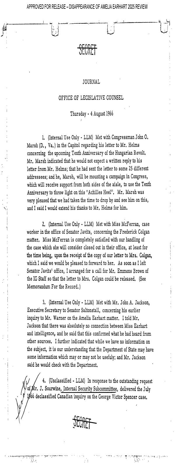 Page 1 preview of Journal of the Office of Legislative Counsel: August 4, 1966
