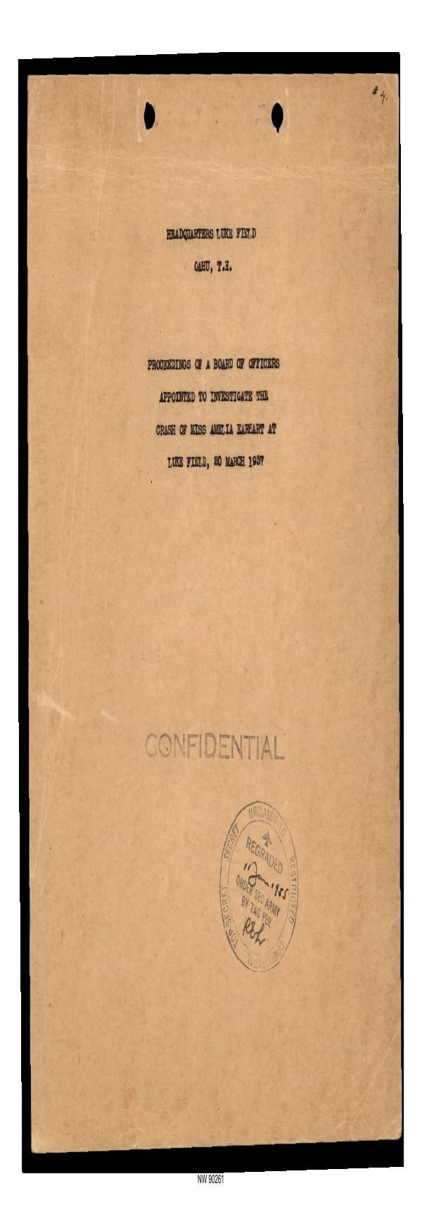 Page 1 preview of Proceedings of a Board of Officers on the Crash of Amelia Earhart at Luke Field