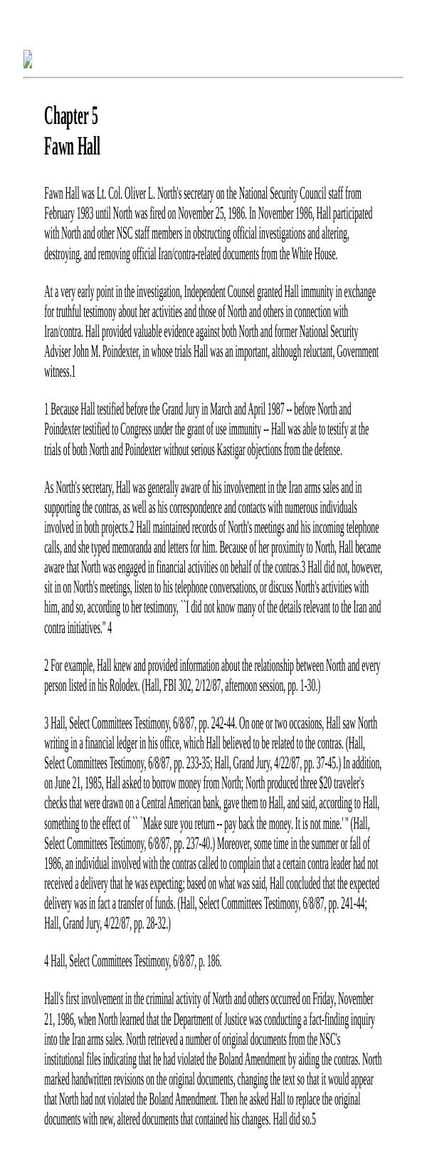 Page 1 preview of Walsh Final Report: Chapter 5, Fawn Hall
