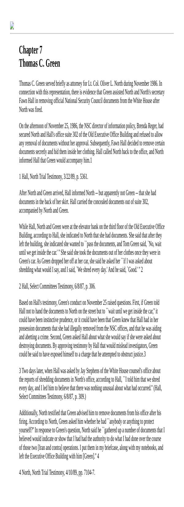 Page 1 preview of Walsh Final Report: Chapter 7 - Thomas C. Green