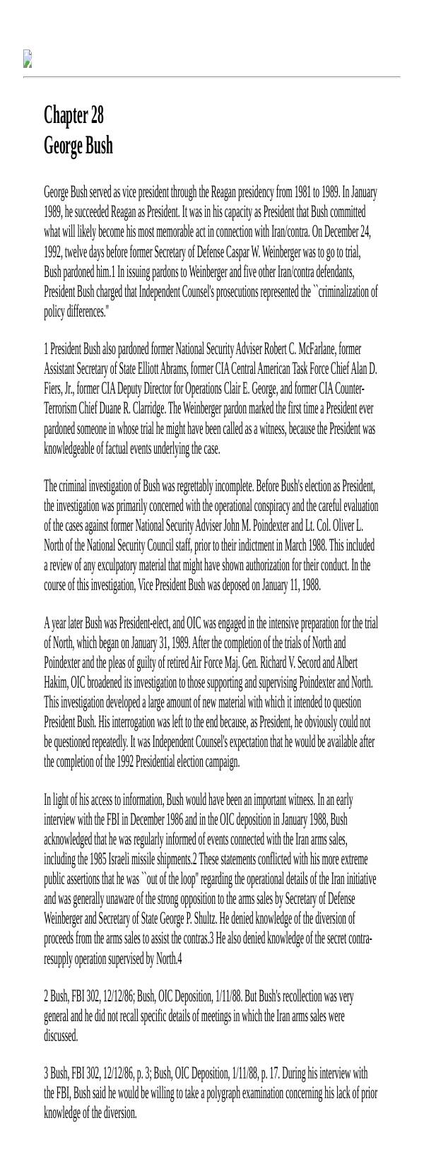 Page 1 preview of Walsh Final Report: Chapter 28, George Bush