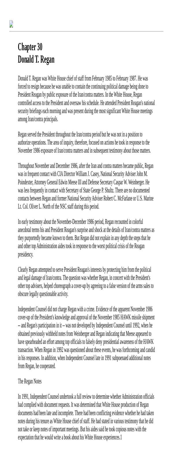Page 1 preview of Walsh Final Report: Chapter 30, Donald T. Regan