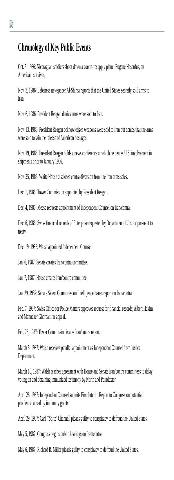 Page 1 preview of Walsh Final Report: Chronology of Key Public Developments