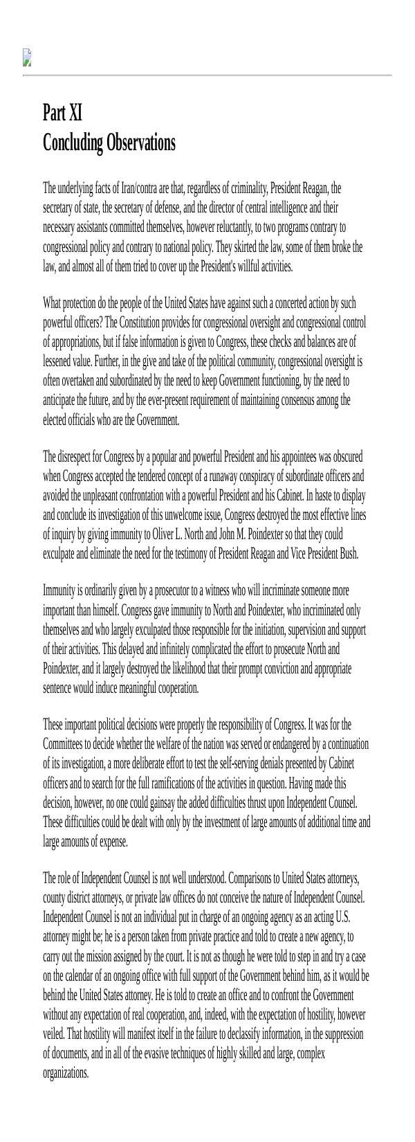 Page 1 preview of Walsh Final Report: Part XI - Concluding Observations